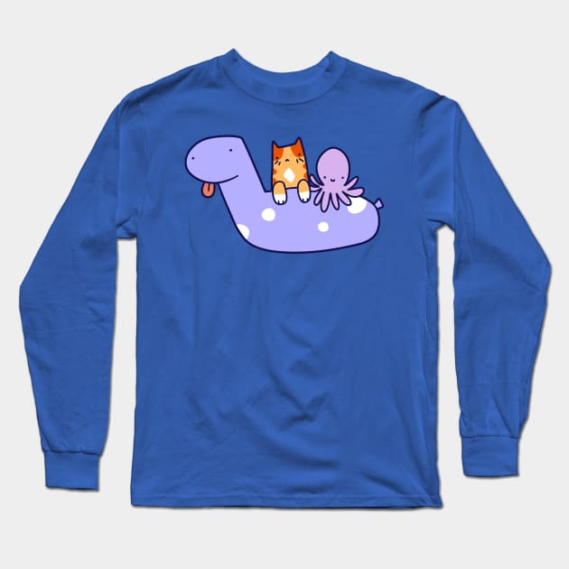 Pool Toy Tabby and Octopus Long Sleeve T-Shirt by saradaboru